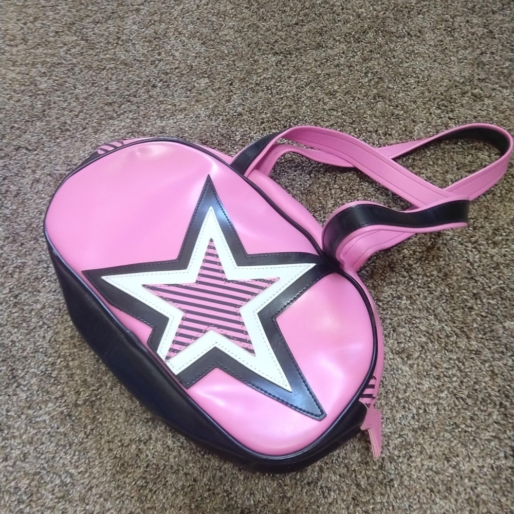 Addict hot pink vinyl star purse
